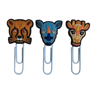 New Arrivals Soft PVC Rubber Tropical Animal Shape Paper Clips,Tiger Paper Clip,Giraffe Paper Clip