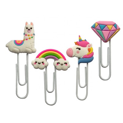 New Arrivals Soft PVC Rubber Rainbow Unicorn Shape Paper Clips,Llama Paper Clip,Diamond Paper Clip Bookmark