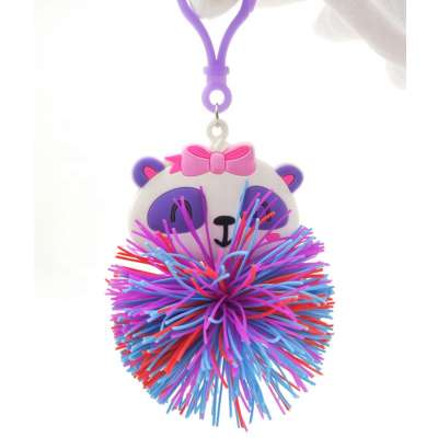 New Arrivals Rubber Pom Pom Keychain,Rubber Panda Keychain,Soft PVC Panda Keyring