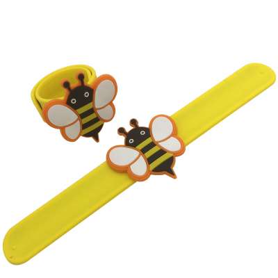 Customized Silicone Slap Wristband Rubber Slap Bracelets With Bee Shape Charm