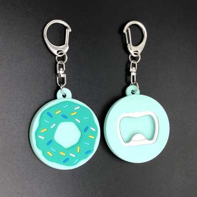 Funky Donut Shape Soft PVC Beer Bottle Opener Keychain