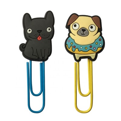 Lovely Soft PVC Rubber Dog Shape Paper Clips,Funny Dog Planner Clip Bookmark Clip