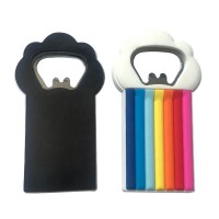 Wholesaler Magnetic Soft PVC Rubber Cloud Bottle Opener,Customized Rainbow PVC Bottle Opener