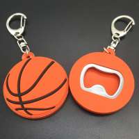 Basketball Shape Soft PVC Bottle Opener Keyring