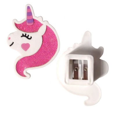 Lovely Soft PVC Rubber Unicorn Pencil Sharpener,Promotional Stationery For Kids Unicorn Pencil Sharpener