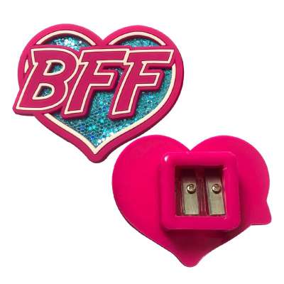 Lovely Soft PVC Rubber BFF Shape Pencil Sharpener With Glitter,BFF Pencil Sharpener