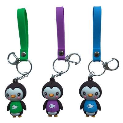 Hot Sale Soft PVC Rubber 3D Penguin Keychain Keyring